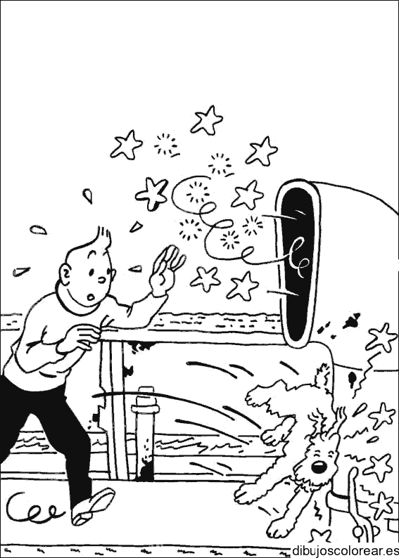 Dibujo de Tin Tin en un buzón