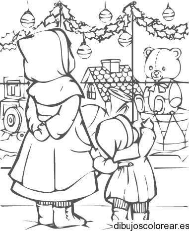 Dibujo de dos niños en un escaparate