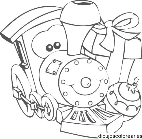 Dibujo de un tren con un regalo