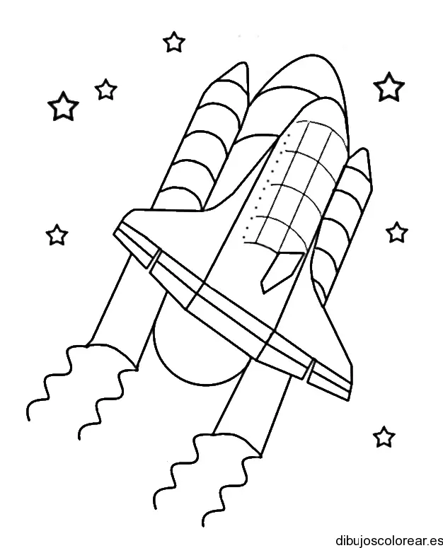 Dibujo de un cohete y las estrellas