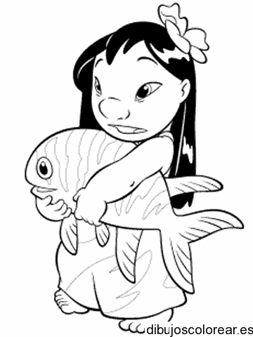 Dibujo de Lilo con un pez