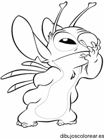 Dibujo de Stitch pensando