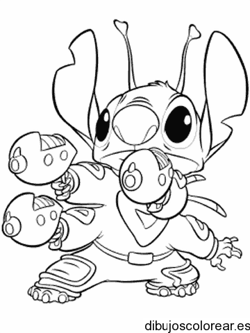 Dibujo de Stitch con maracas