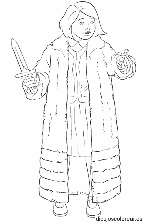 Dibujo de una niña con espada