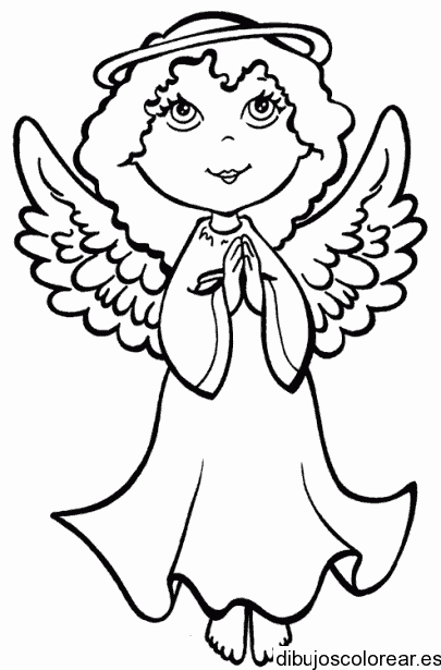 Dibujo de un ángel sonriente rezando