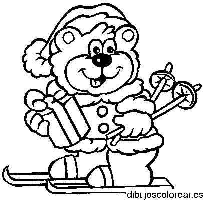 Dibujo de un oso esquiando