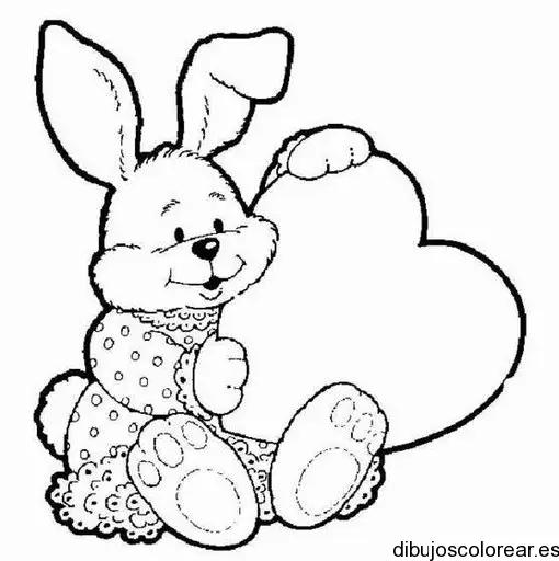 Dibujo de un conejo con corazón