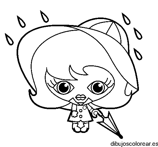 Dibujo de niña en la lluvia