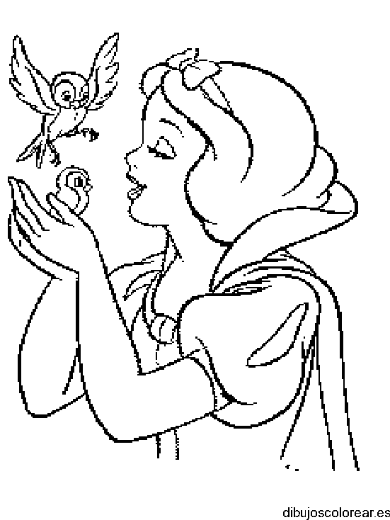 Dibujo de Blancanieves con pájaros