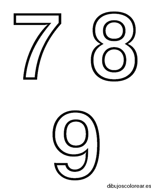 Dibujo de los números 7 8 y 9