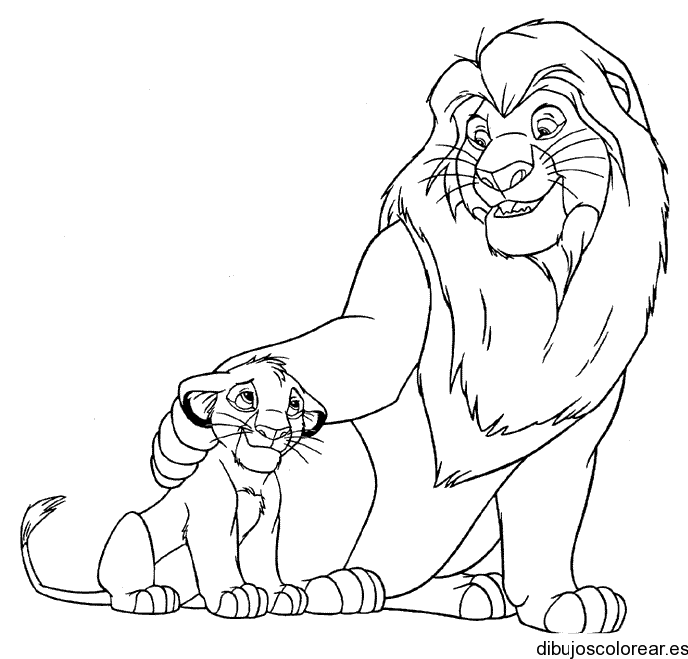 Dibujo de un león y su cachorro