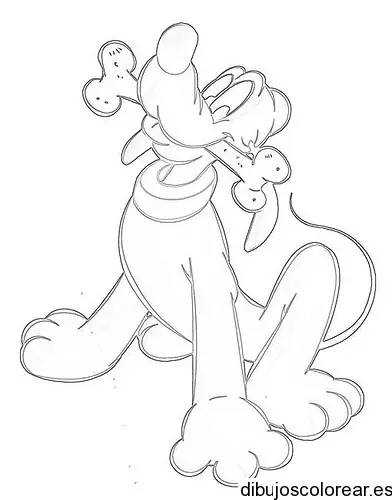 Dibujo de Pluto con un hueso