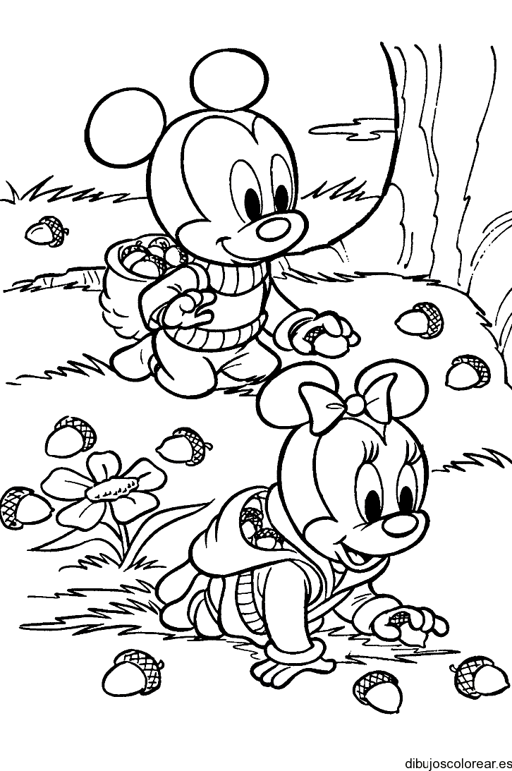 Dibujo de Mickey Mousse y Minnie Bebés