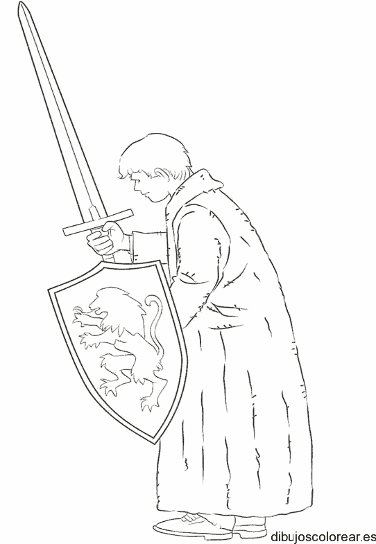 Dibujo de un caballero con escudo y espada
