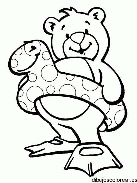 Dibujo de un oso con un flotador