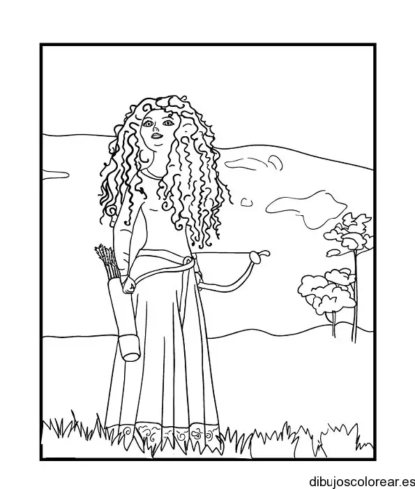 Dibujo de Valiente con su arco