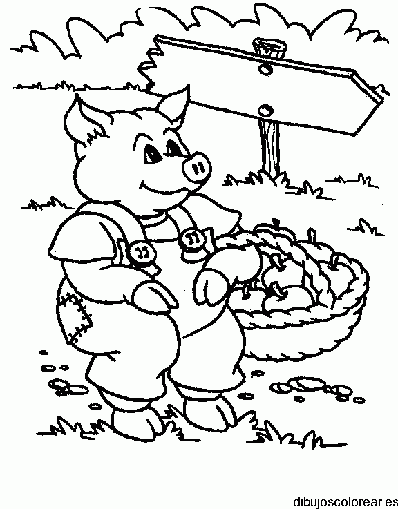 Dibujo de un cerdito en picnick 