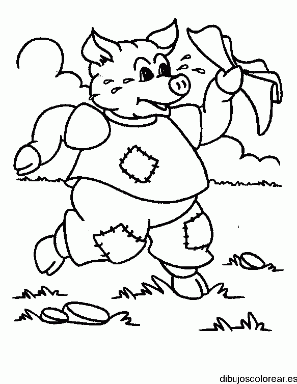 Dibujo de un cerdito corriendo 