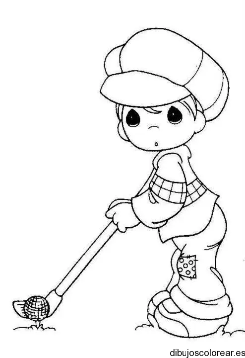Dibujo de niño jugando golf