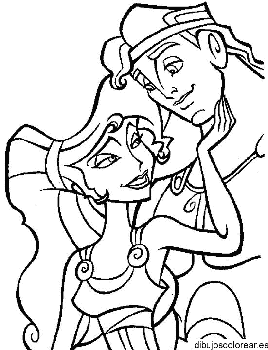 Dibujo de Hercúles con una chica