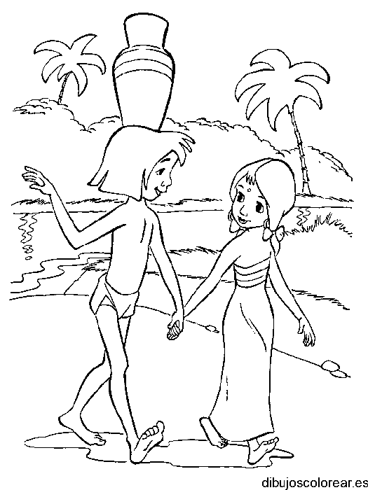 Dibujo de Mowgli de paseo