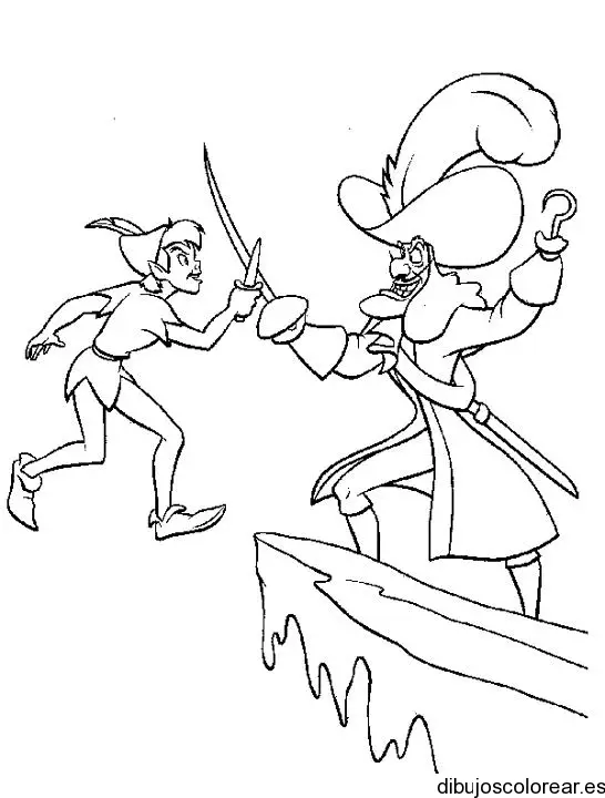 Dibujo de Peter Pan y el capitán Garfio