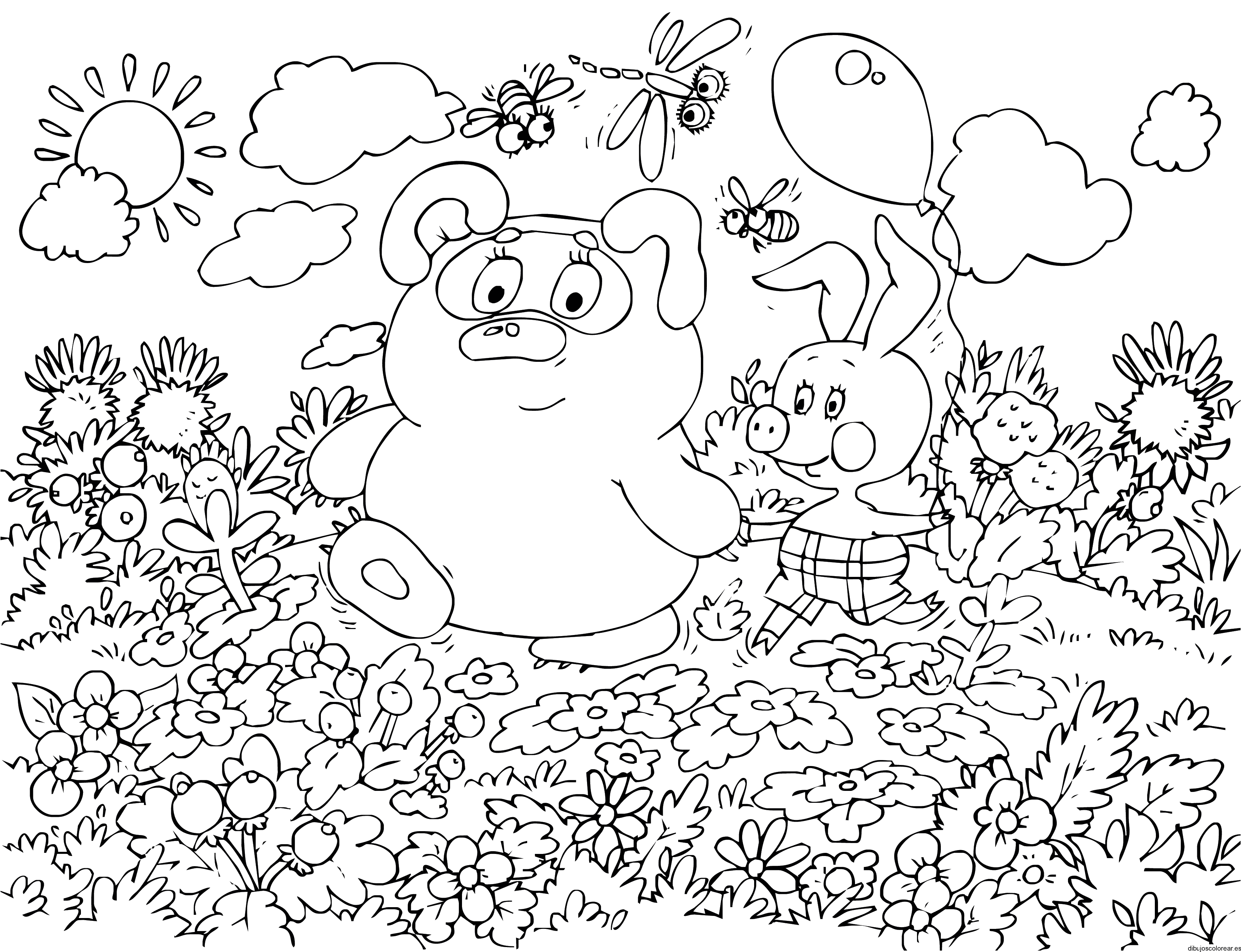 Dibujo de una pareja de animales en el bosque 