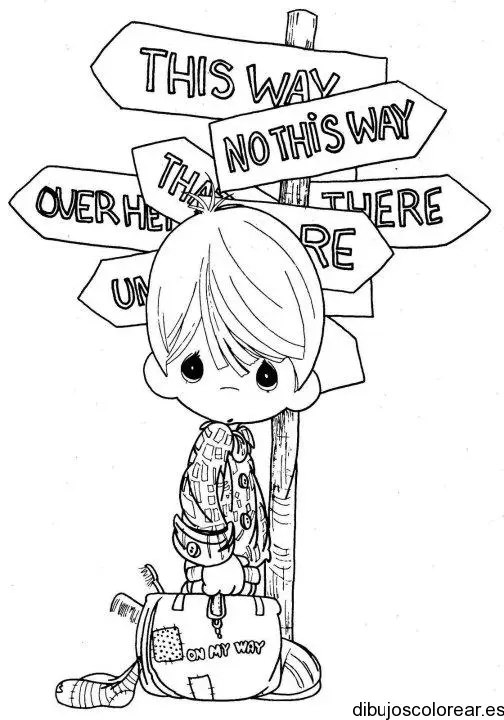 Dibujo de un niño viajero