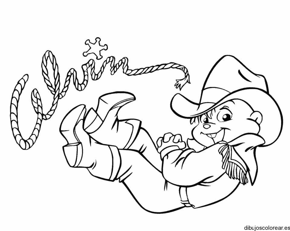 Dibujo de la ardilla Alvin de vaquero