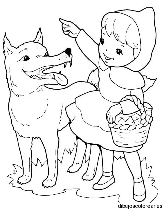 Dibujo de caperuza roja y el lobo 