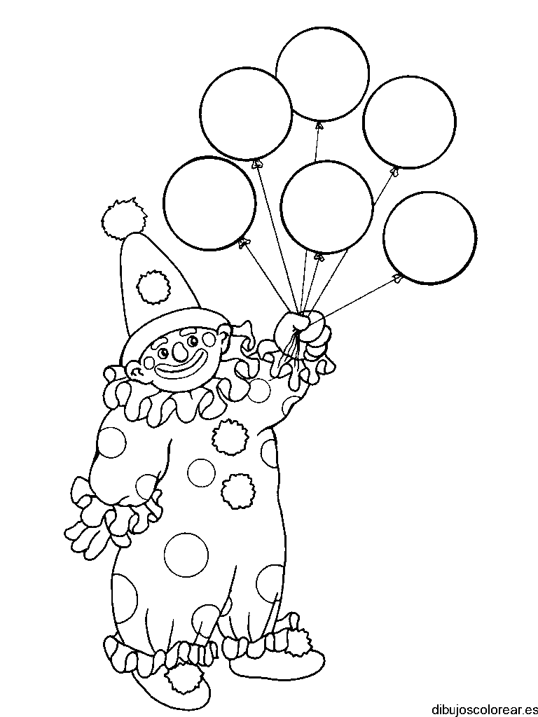 Dibujo de un payaso y sus  globos 