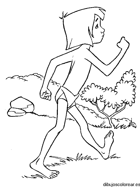 Dibujo de Mowgli en la selva