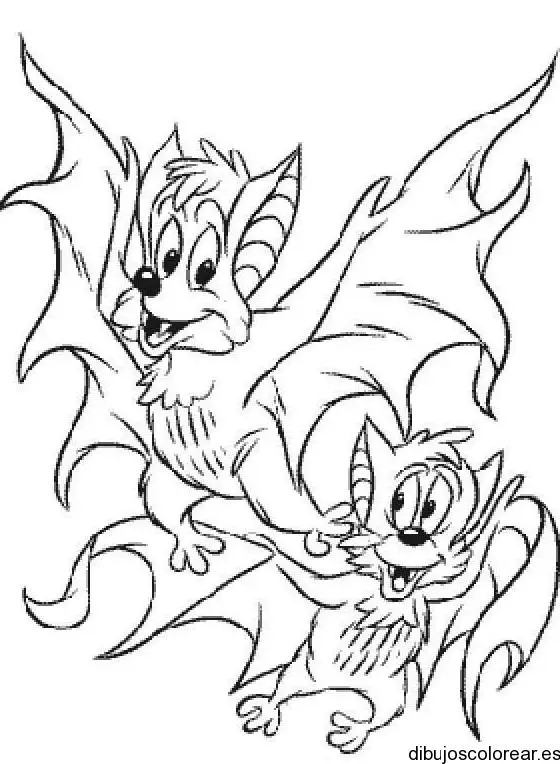 Dibujo de un par de murciélagos jugando