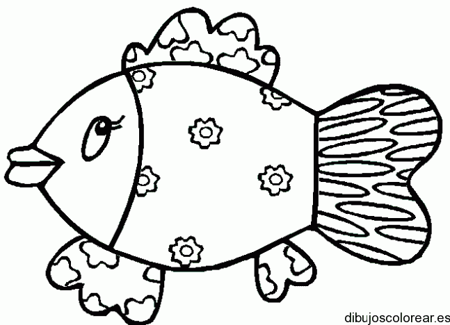 Dibujo de un pez con flores