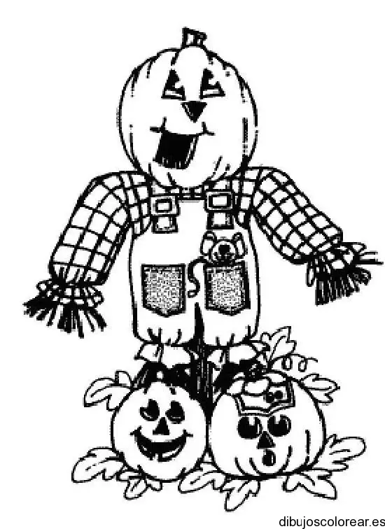Dibujo de un espanta pájaros de calabaza