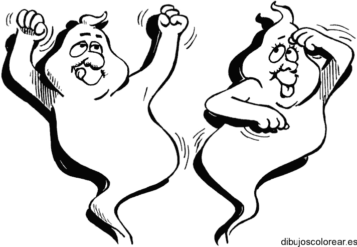 Dibujo de dos fantasmas bailando 