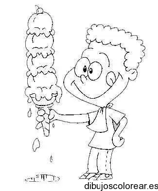 Dibujo de un niño con un helado