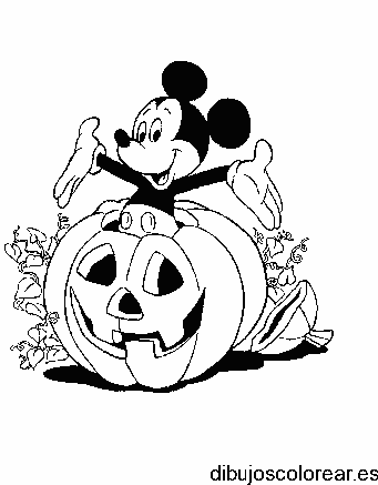 Dibujo de Mickey Mouse con una calabaza 
