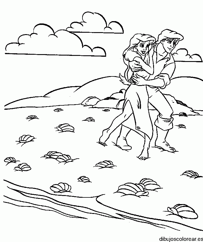 Dibujo de la Sirenita en la arena