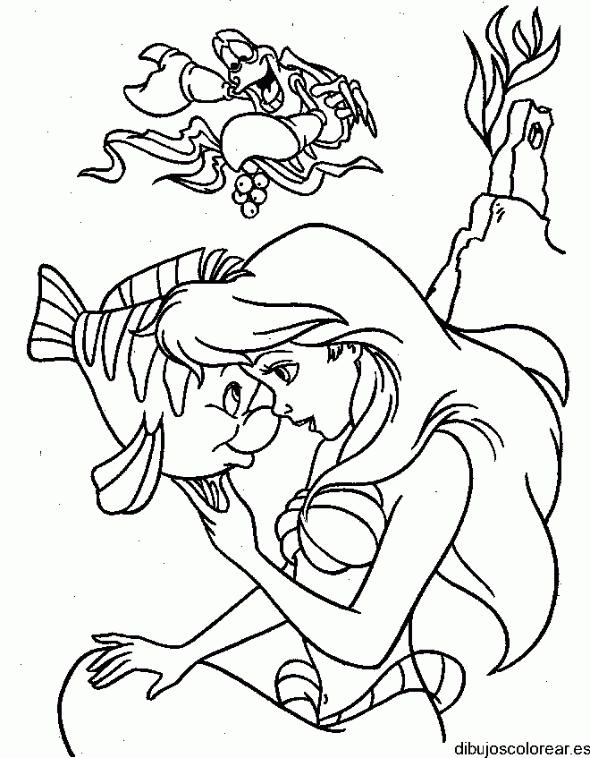 Dibujo de Sirenita con un pececito