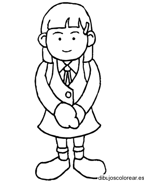 Dibujo de una niña con uniforme escolar