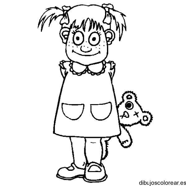Dibujo de una niña con un oso