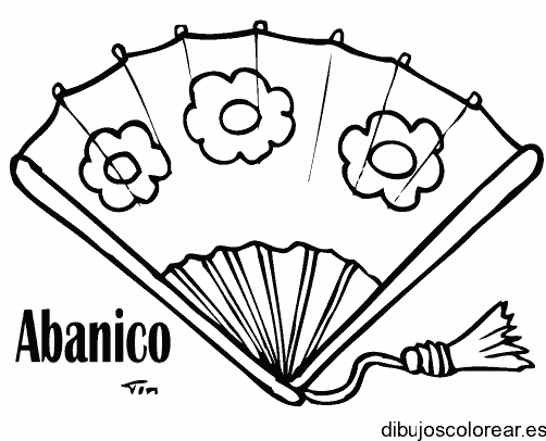 Dibujo de un abanico decorado con flores