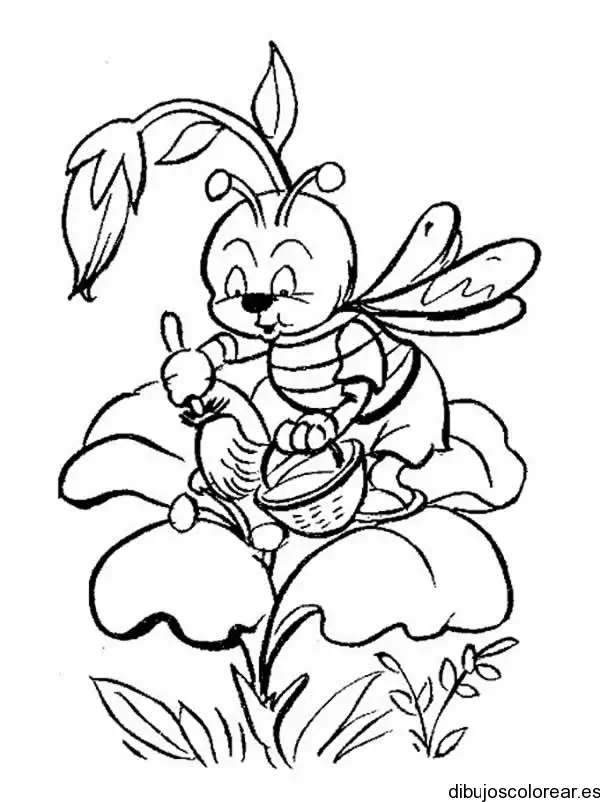 Dibujo de una abeja en una flor