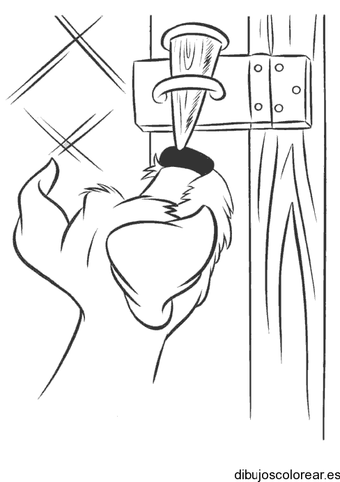Dibujo de un perro a la puerta