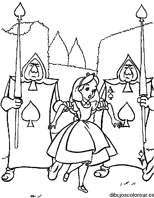 Dibujo de Alicia con los soldados 