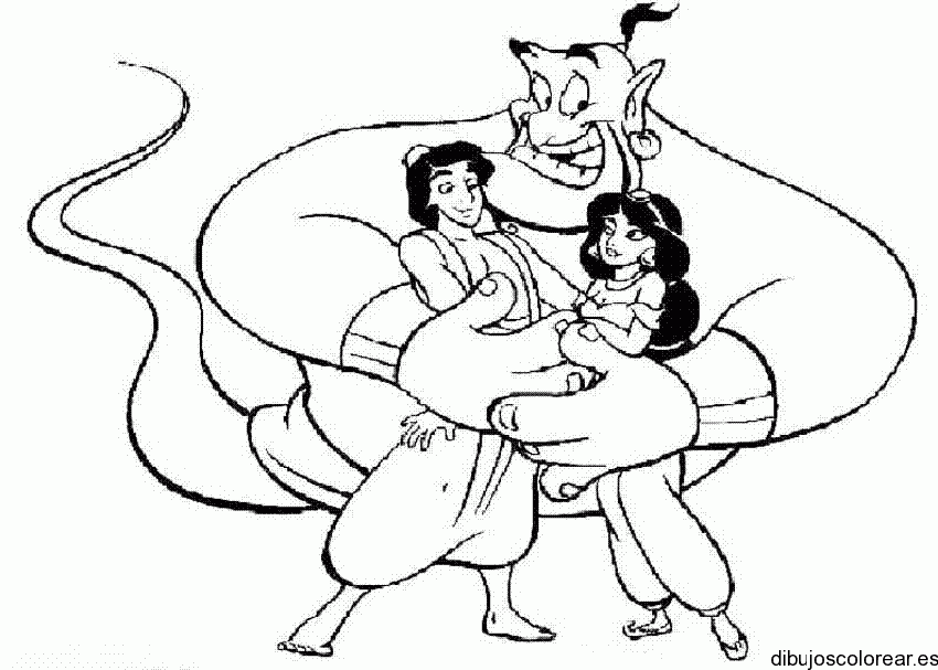 Dibujo del genio y Aladin