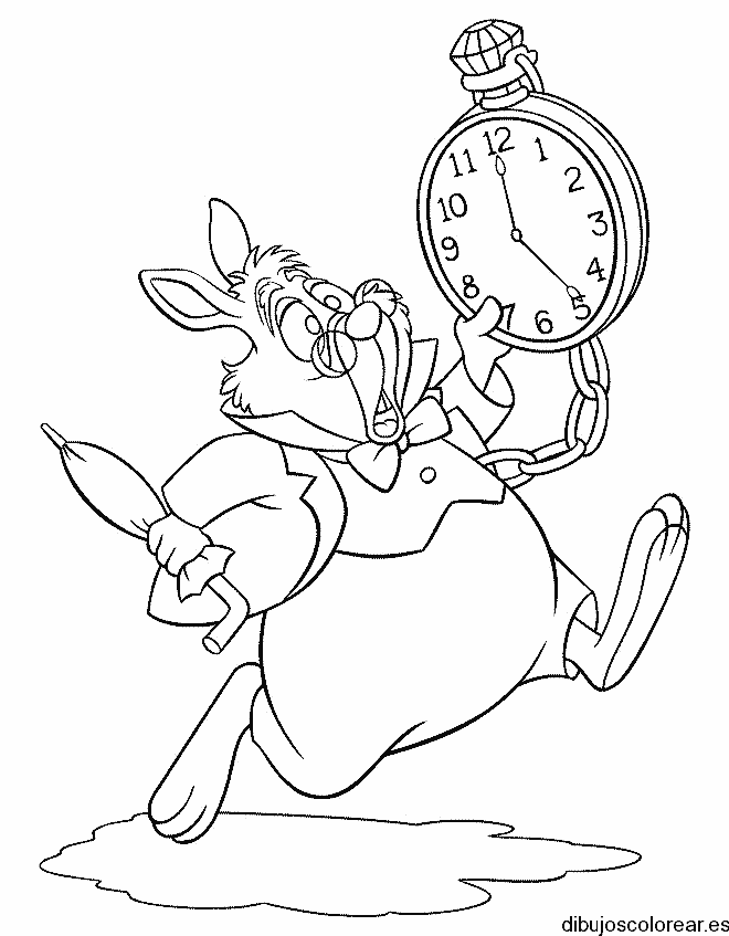 Dibujo de un conejo y un reloj