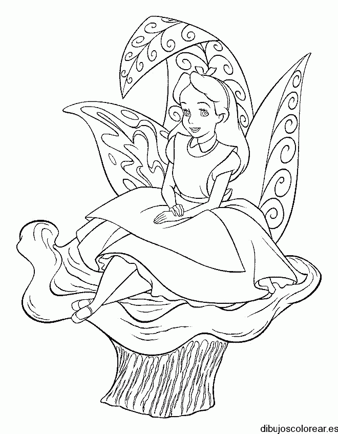 Dibujo de Alicia en un árbol