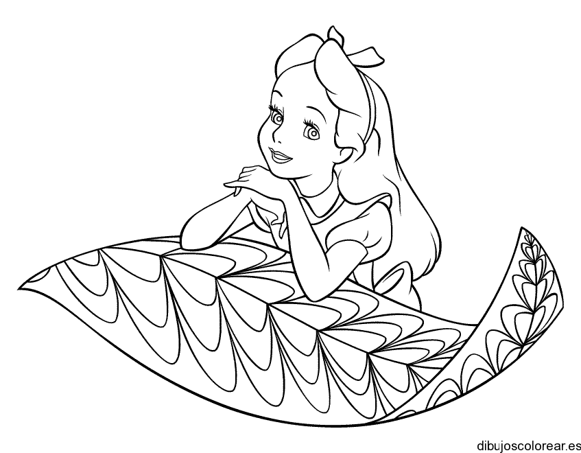Dibujo de Alicia y una hoja
